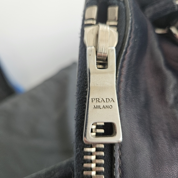 Prada Suede Scamosciato Twin Pocket Tote Bag (Navy/Midnight Blue) - Picture 8 of 10